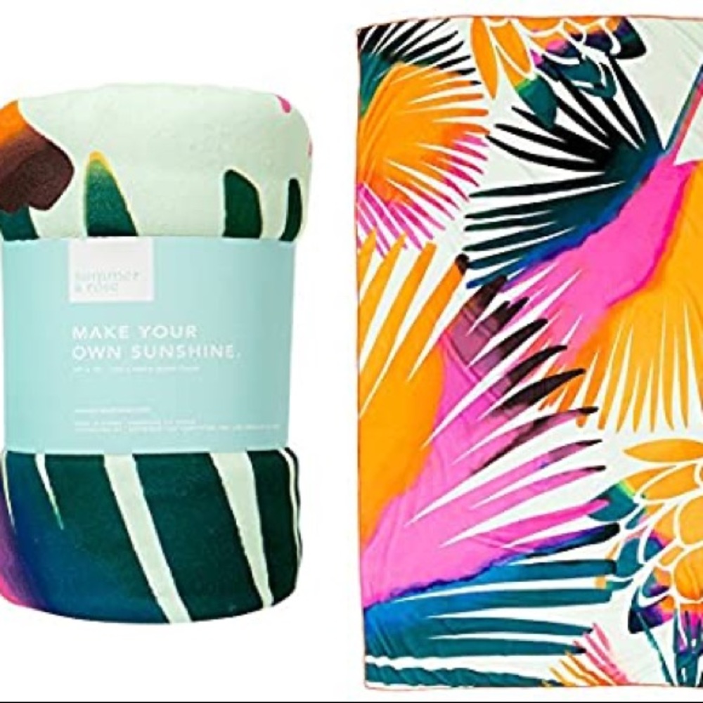 Summer & Rose 39x70 Microfiber Beach Towel in Palms Print